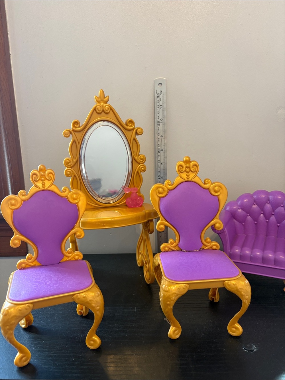 Magical Princess Vanity Set - Purple & Gold Doll Chairs